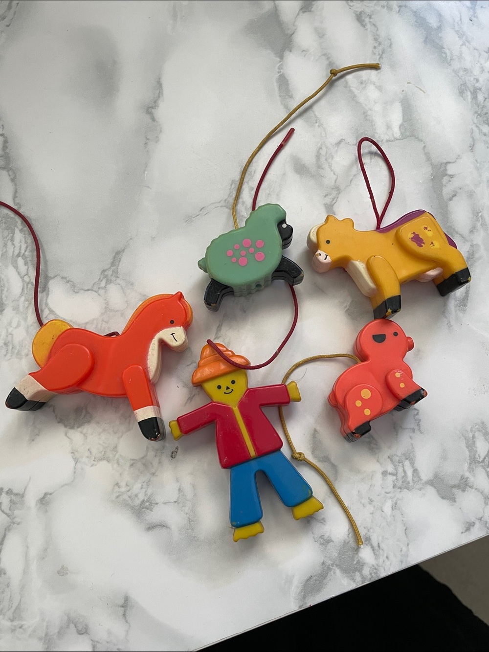Vintage Lot of 5 FISHER PRICE baby mobile crib replacement figures -AS IS